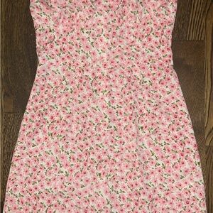 SHEIN Pink and White Strapless Sundress